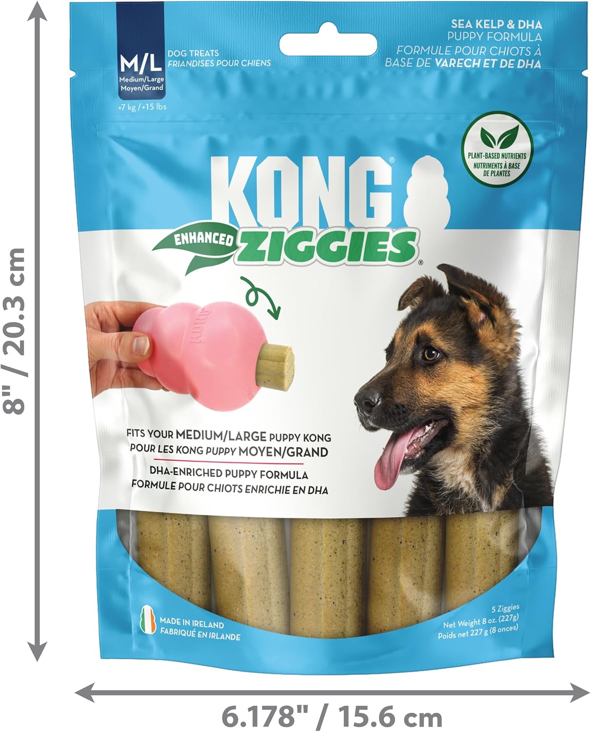 KONG Puppy Ziggies Enhanced - Teeth Cleaning Dog Treats for Puppies, Long-Lasting Chews, Works Classic Rubber Toys ((2 Pack) Medium/Large)