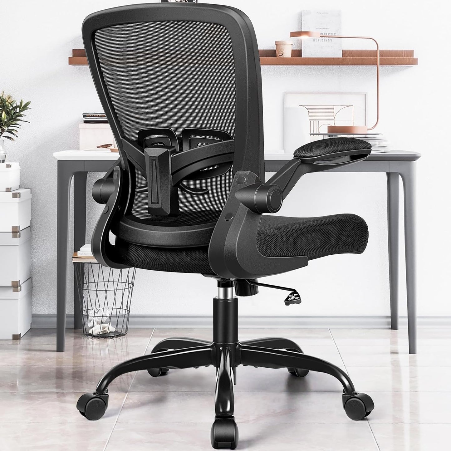 FelixKing Office Chair - Ergonomic Desk Chair with Adjustable Height, 360° Swivel, Flip-up Armrests, Flexible Tilt, Comfy Breathable Cushion and Fabric, Lumbar Support, for Home Conference Room Office