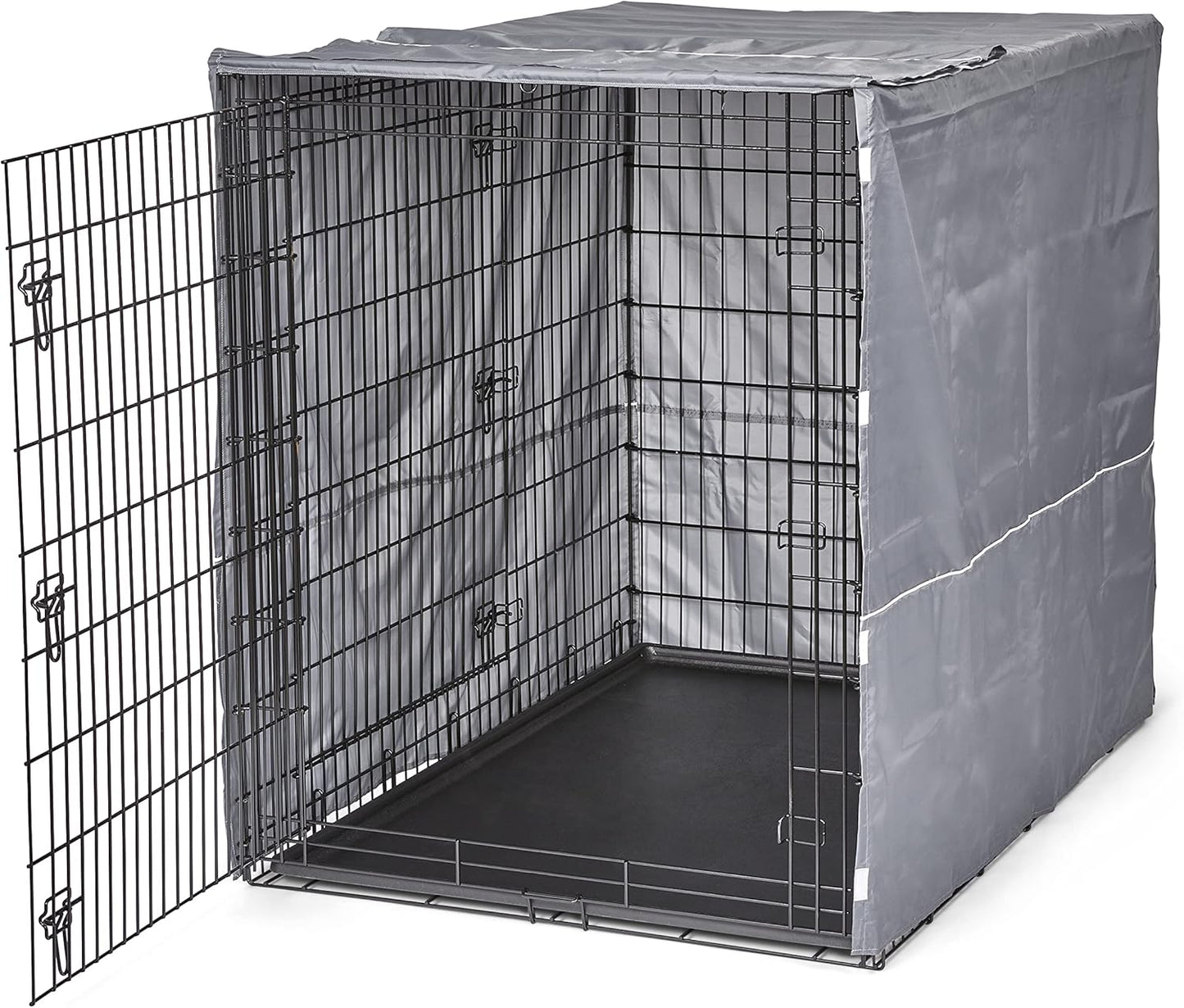 MidWest Homes for Pets XXL Dog Crate Cover, Polyester Privacy Kennel Cover Fits Most Giant 54-Inch Crates, Light Gray, Machine Washable, Reduces Barking & Chewing