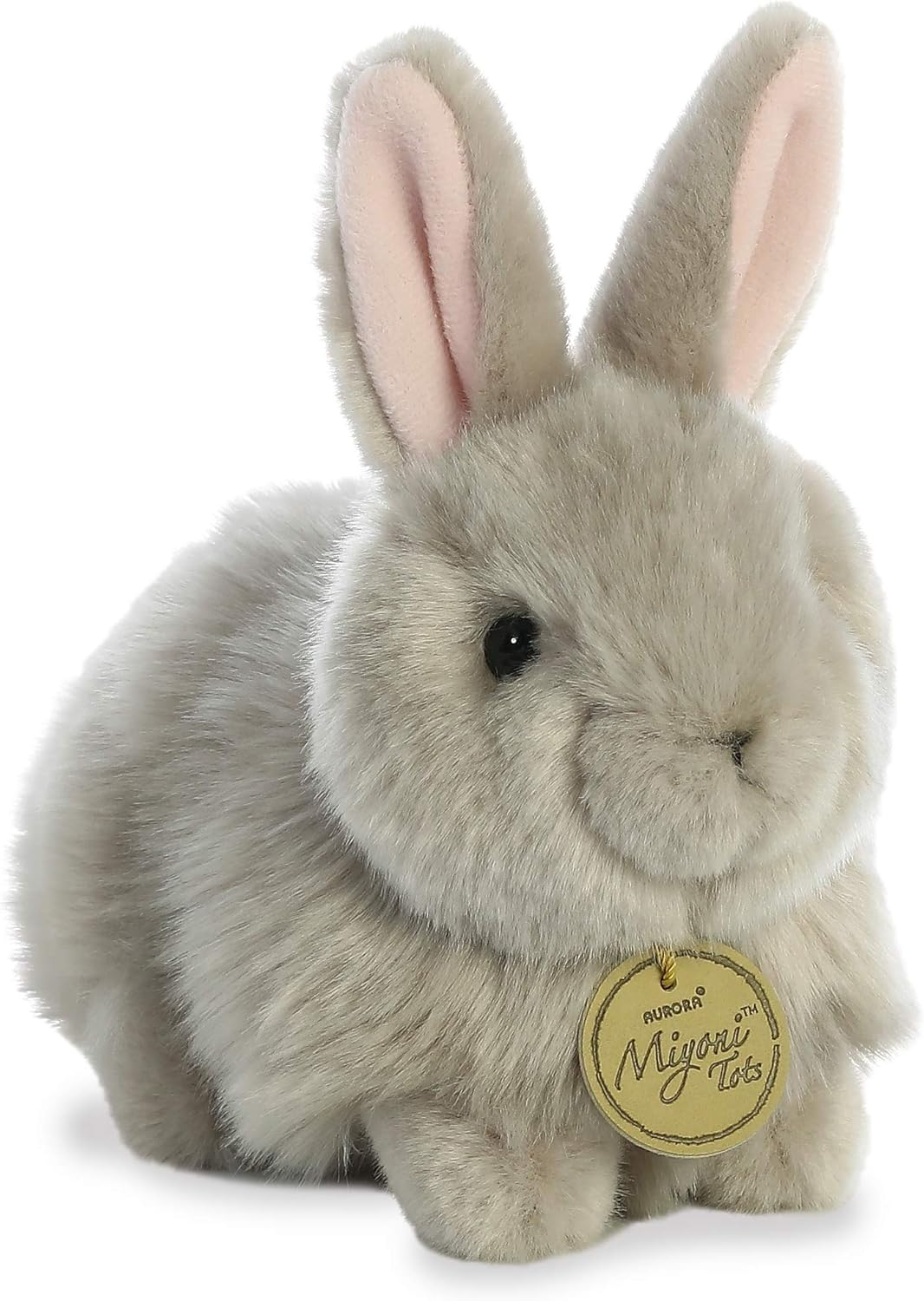 Aurora® Realistic Miyoni® Angora Bunny Grey Stuffed Animal - Lifelike Detail - Cherished Companionship - Gray 7.5 Inches