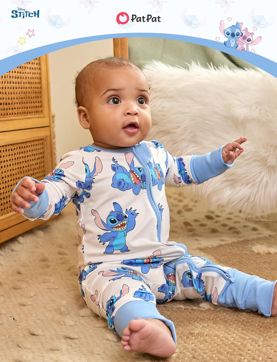 Disney Princess Stitch Marvel Baby Viscose Made from Bamboo Long Sleeve Footie Romper Zipper Sleep Outfit Newborn to Infant