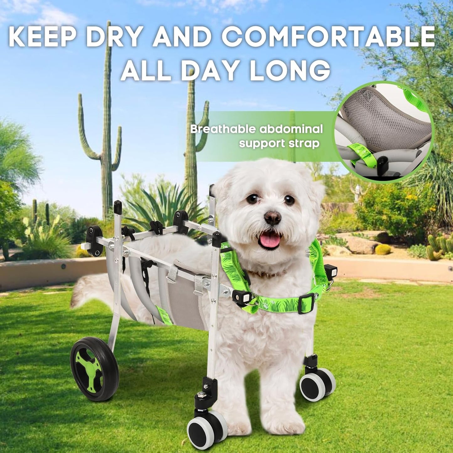 4-Wheel Dog Whee/lchair for Back Legs, Helps Pets Walk Run and Play Again, Suitable for Small/Medium Pets Under 13 lbs