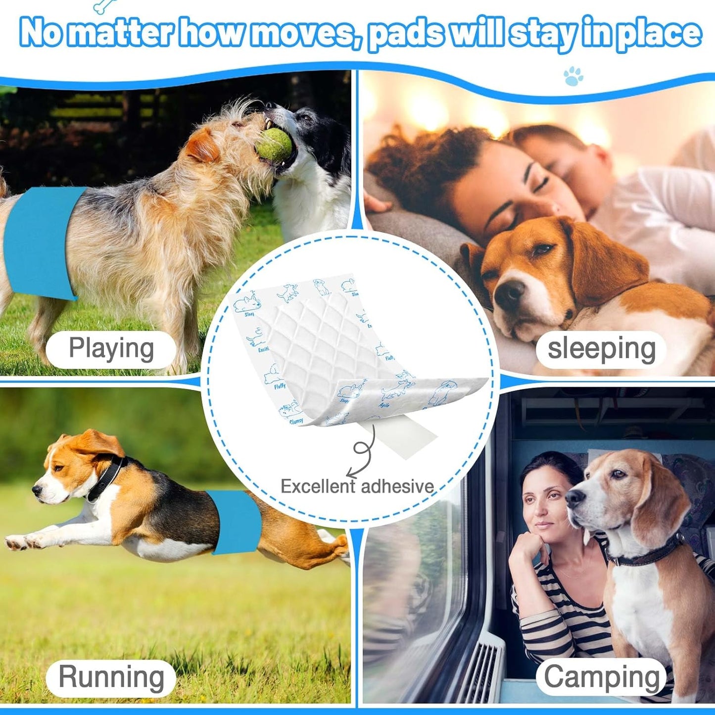 Dog Diaper Liners for Dog Diapers Male and Female 100ct Super Absorption Disposable Booster Pads for Most Reusable Pet Belly Bands, Washable Puppy Diapers Female and Male Wraps
