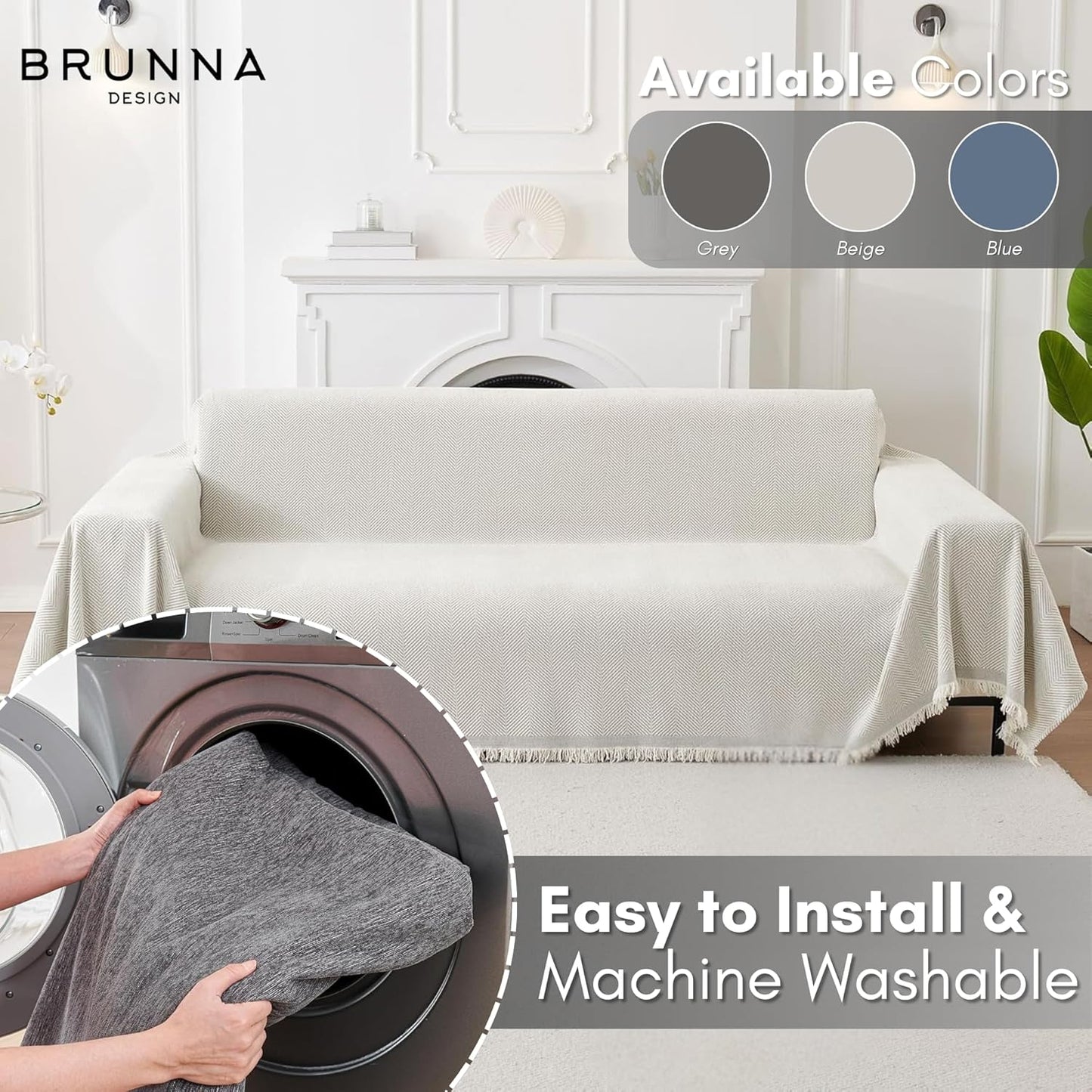 Couch and Sofa Covers with Pet Hair Removal Tool Included, Universal Size Throw Blanket, Couch Cover for Dogs Washable, Seat Covers, Sofa Furniture Protector.