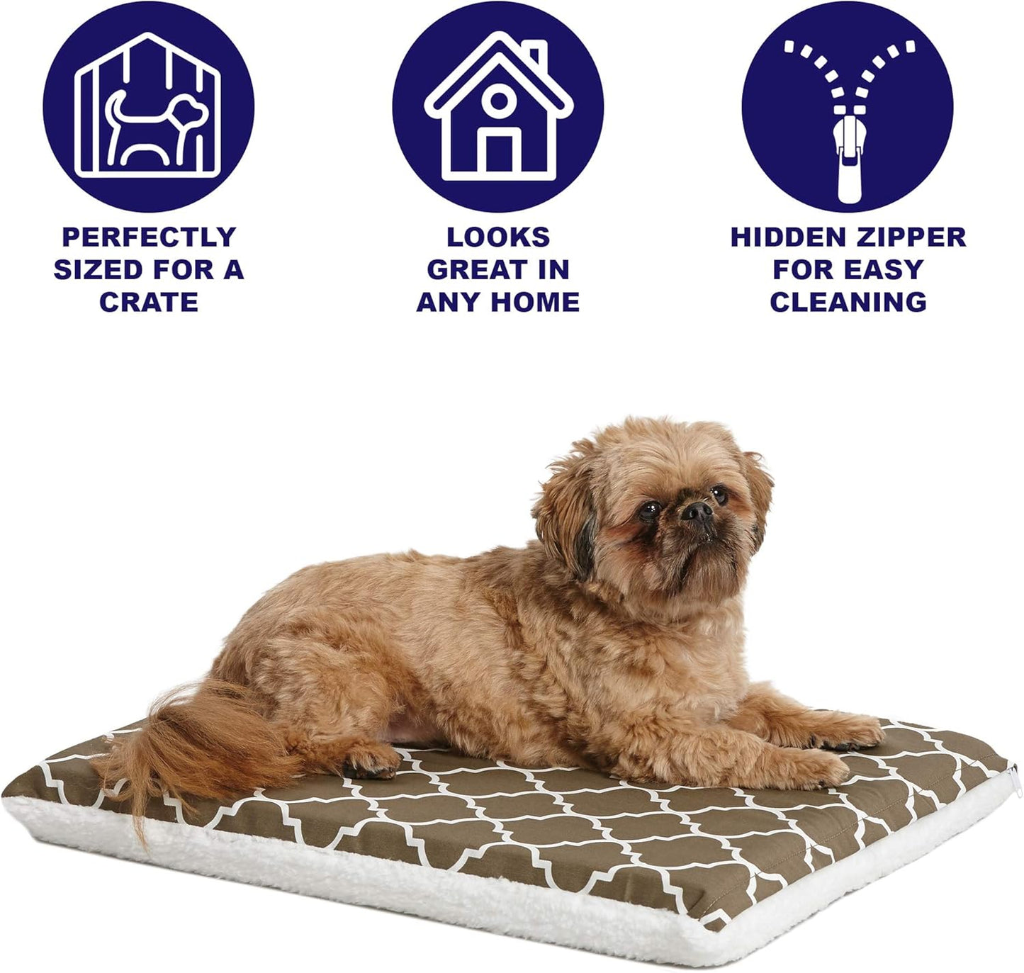 Midwest Homes for Pets 24" Brown Geo/Fleece Reversible Crate Pad - Defender Mat, Model: 027773022084