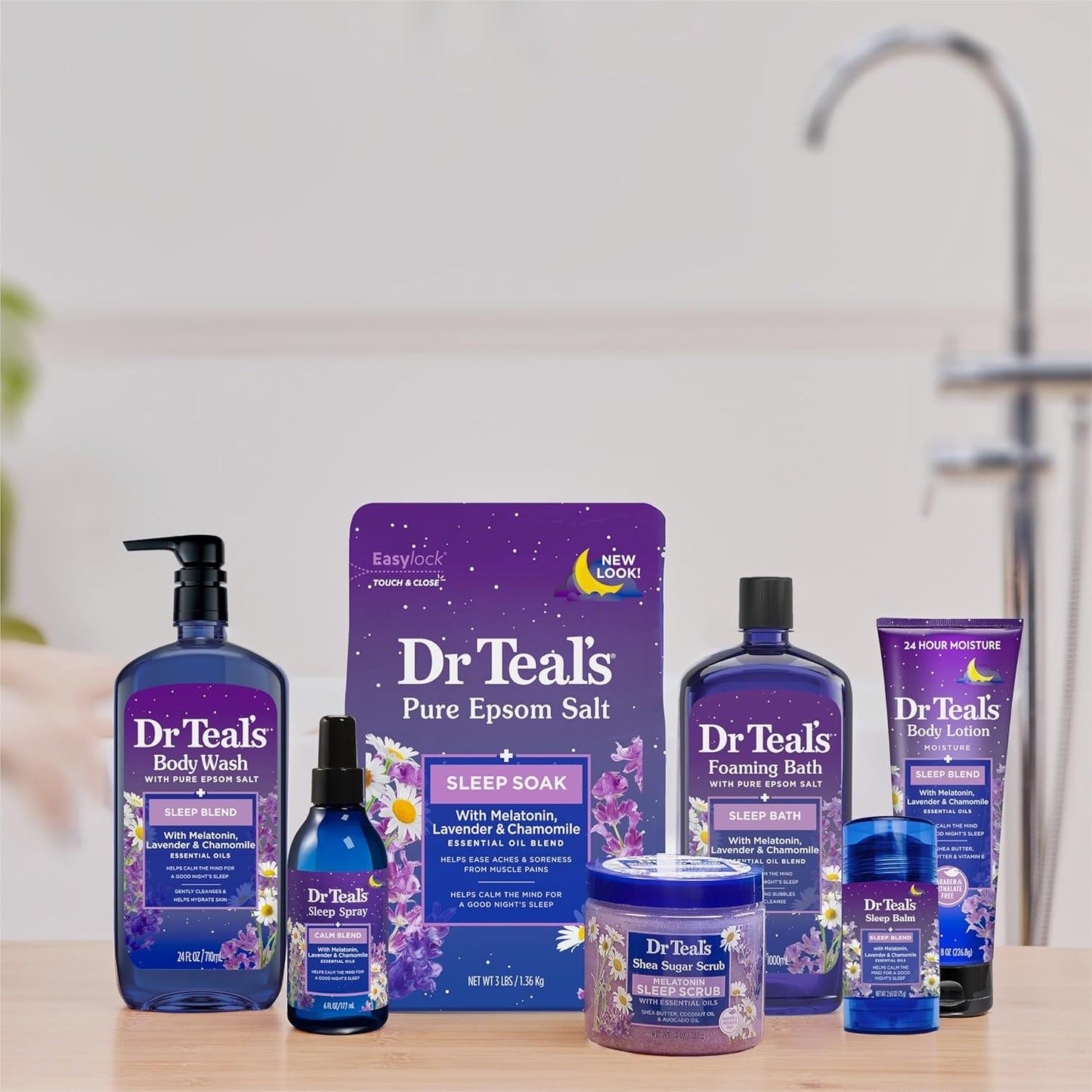 Dr Teal's Sleep Body Lotion, 24-Hour Moisture, with Melatonin, Lavender & Chamomile Essential Oils, 8 fl oz (Pack of 3)