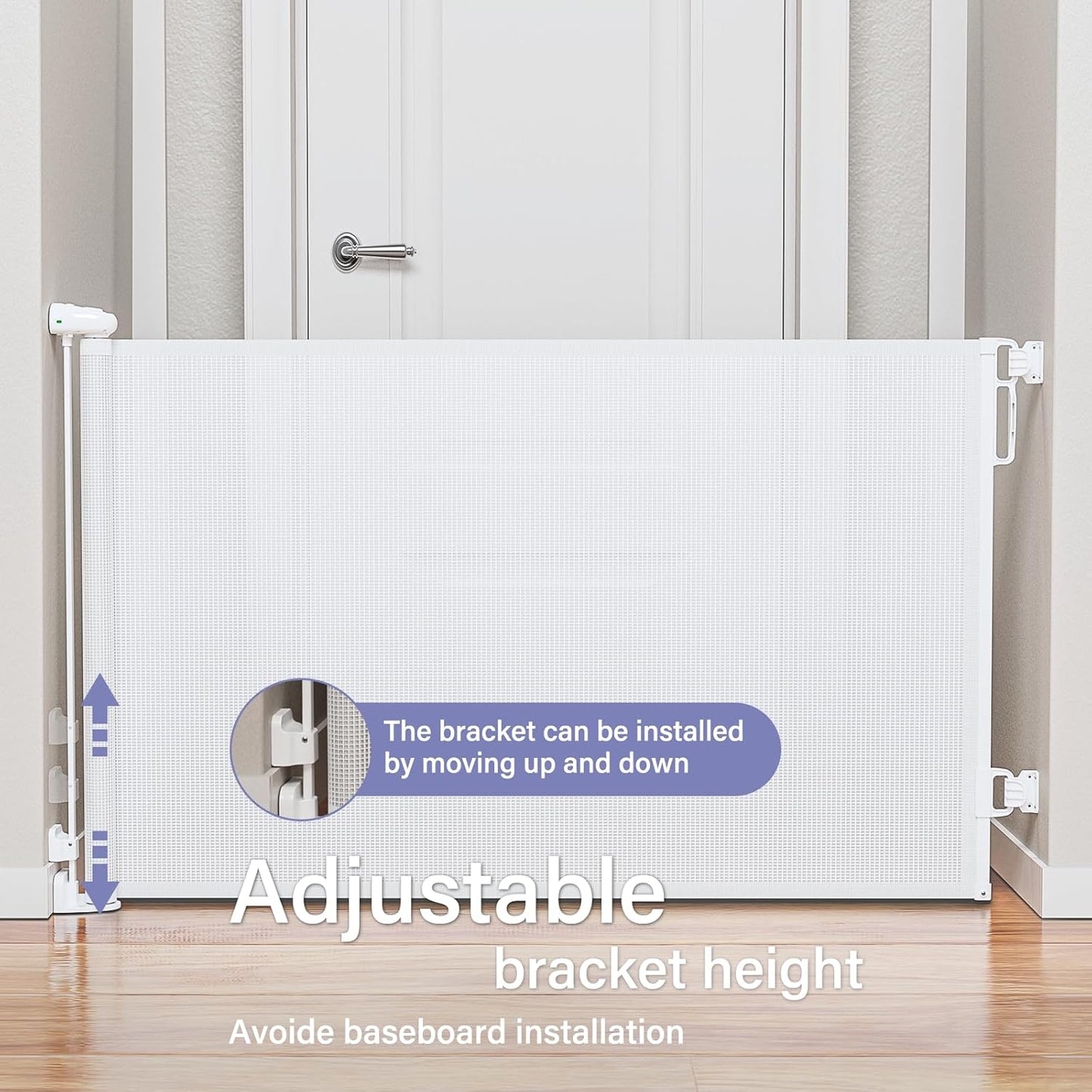 PRObebi Retractable Dog Gate for The House Extends to 54" Wide 34" Tall, Gates for Baby Indoor, Stair Gate for Outdoor, Staris, Hallways, Doorways, Deck, Porch, Need Drilling