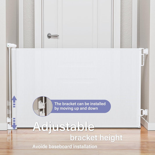 PRObebi Retractable Dog Gate for The House Extends to 54" Wide 34" Tall, Gates for Baby Indoor, Stair Gate for Outdoor, Staris, Hallways, Doorways, Deck, Porch, Need Drilling