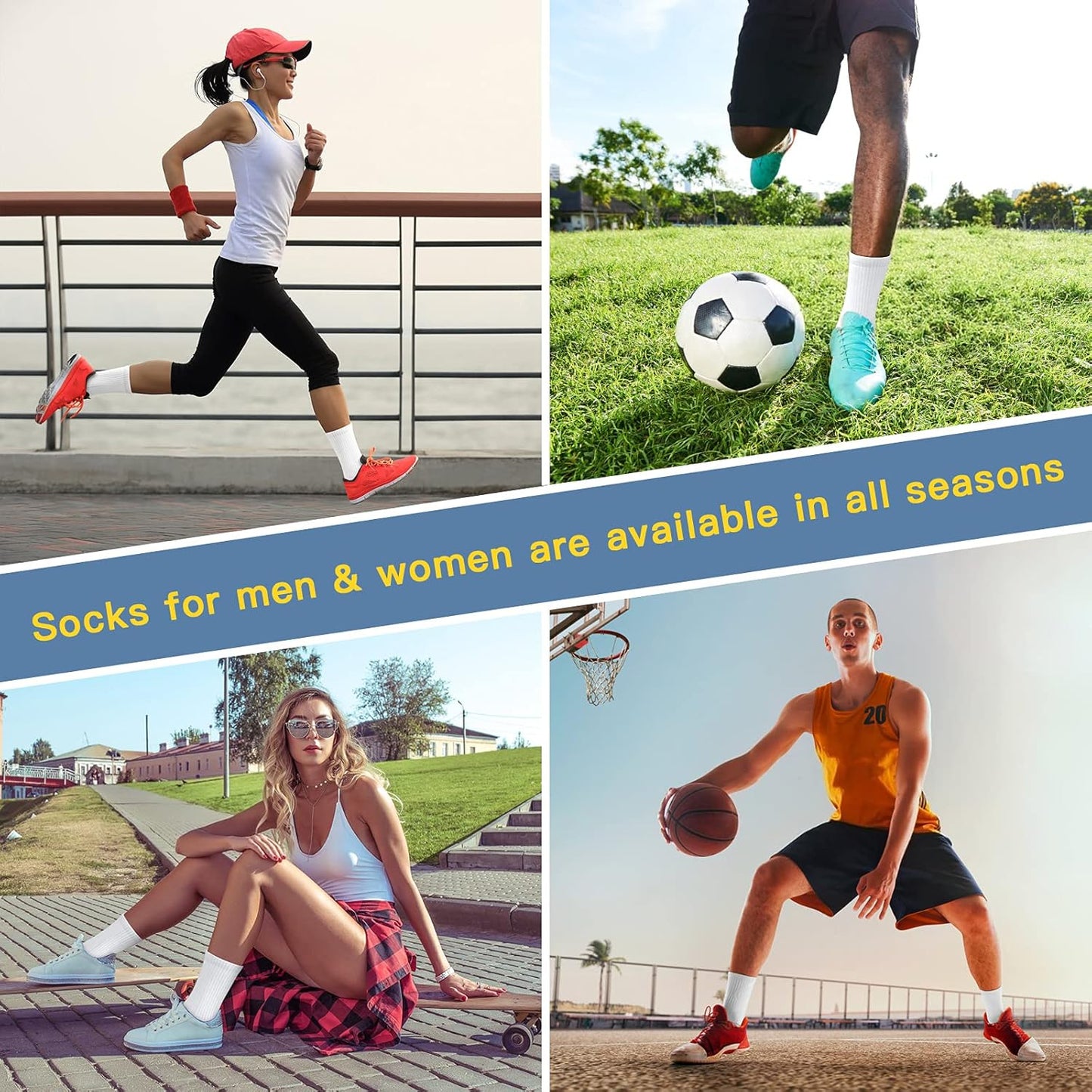 Felicigeely Athletic Crew Socks Cushion Running Socks Performance Breathable Sports Socks for Men