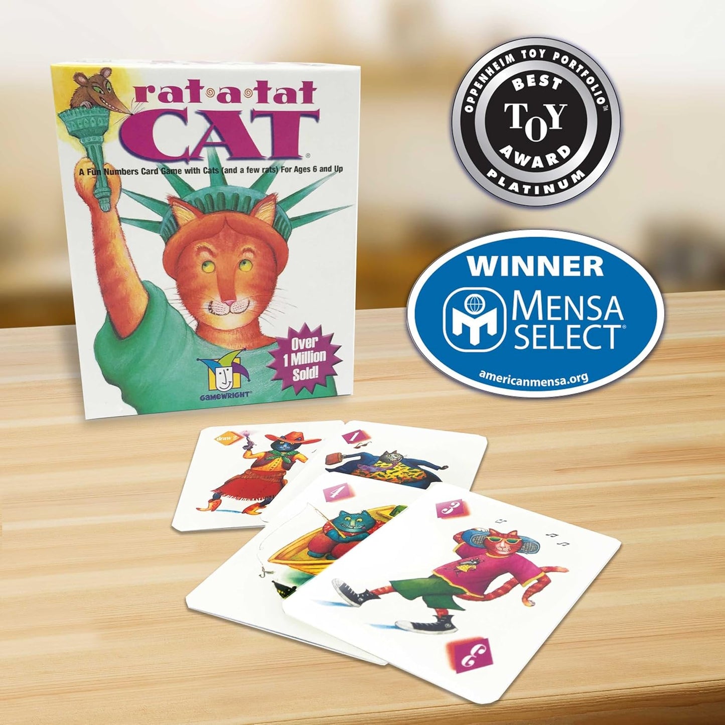 Gamewright Rat‑A‑Tat Cat Card Game – Family Board Games & Kids Games | Memory & Strategy Game for Kids 6+ | Quick Play Card Game for Family Game Night, 2‑6 Players