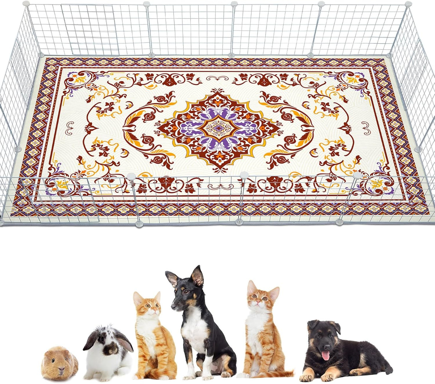 Glittme Rabbit Cage Liners 79"x 47"Reusable and Washable Bunny Mats Super Absorbent Dog Whelping Pads with Non-Slip Bottom for Small Animals