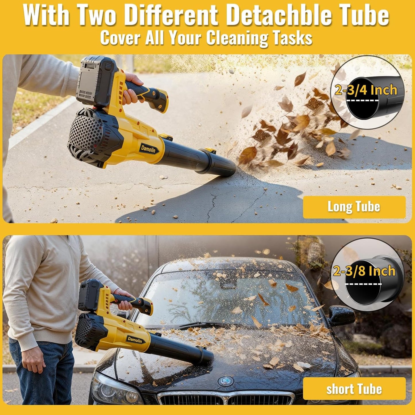 Cordless Leaf Blower Compatible with DEWALT 20V Max Battery, 580 CFM/200 MPH with Turbo Boost, 6 Speed Modes Brushless Motor, Electric Leaf Blowers Battery Powered for Lawn Care, Yard(Tool Only)