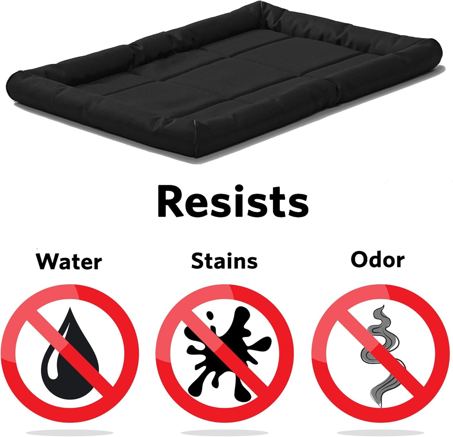 MidWest Homes for Pets XL QuietTime MAXX Ultra-Rugged Dog Bed, Water & Odor Resistant, Bolstered Edge, Non-Slip Bottom, Fits 48-inch Crates, Black