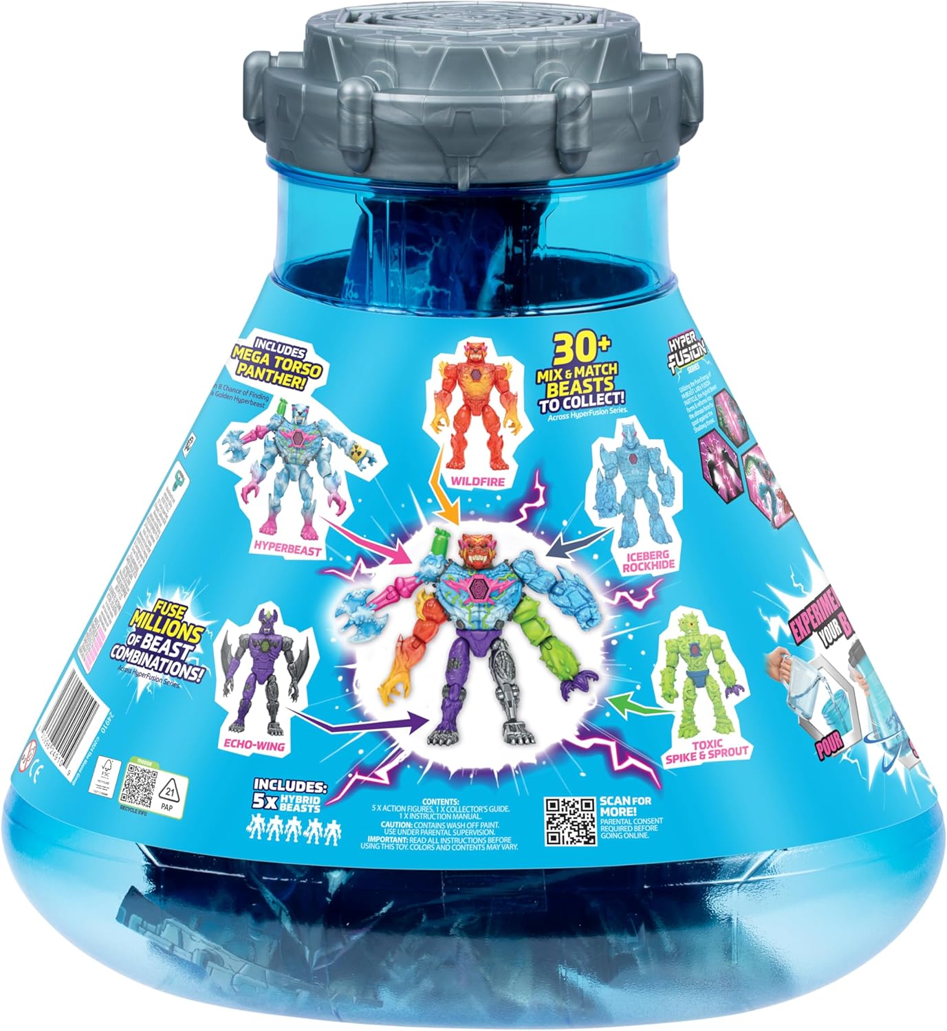 MrBeast Lab Hybrids Mega Pack, Reveal Different Hybrid Parts to Create 5 Mix & Match Action Figures, Including a Mega Torso Panther Experiment to Reveal Hybrid's Real Colors, Collect 30+ Beasts