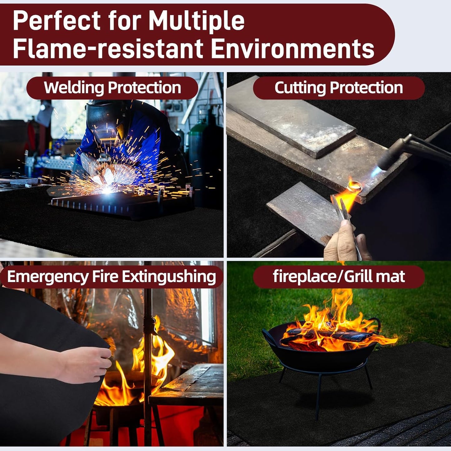 2 Pack 11x14 Inch Welding Blanket Fireproof Welding Pad, 5mm Thickened Fire Resistant Carbon Felt, Flame Retardant Fabric, Heat Shield Resistant Mat for Soldering, Firepit, Grill, Welding Supplies