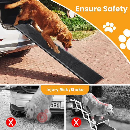Dog Ramp, Dog Ramp for Car with Anti-Slip Surface, 63''x17.3'' Folding Pet Ramp for Large Dogs to Get on Truck SUV Van Up to 250LBS, Car Ramp for Dogs Dog Stairs for Bed Couch Outdoor Indoor