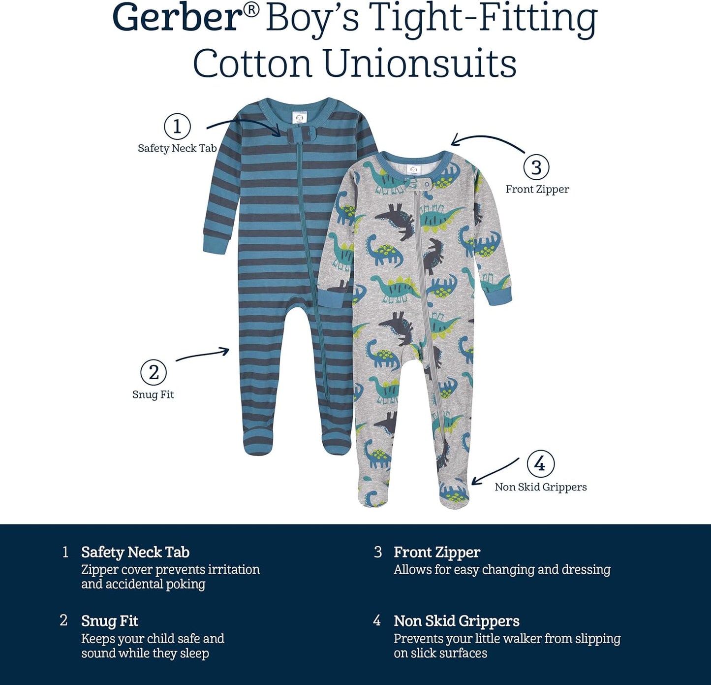 Gerber Baby-Boys 2-Pack Footed Pajamas