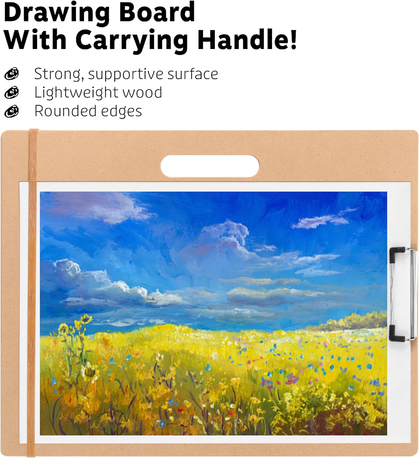 13" x 17" Artist Sketch Board with Handle - Portable Clipboard for Painting and Drawing, Art Supplies for Adults by TX Liteart