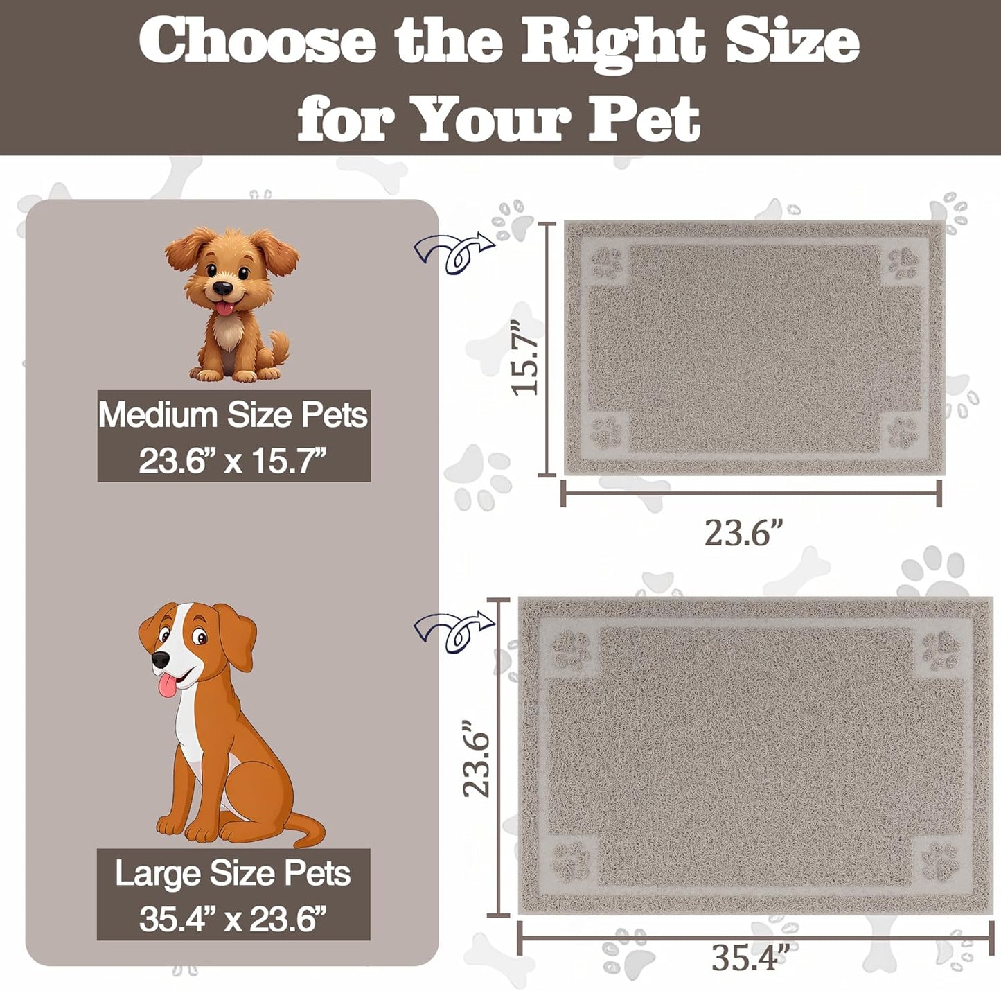 Darkyazi Pet Feeding Mat Large for Dogs and Cats,24"×16" Flexible and Easy to Clean Feeding Mat,Best for Non Slip Waterproof Feeding Mat. (Gray Sand)