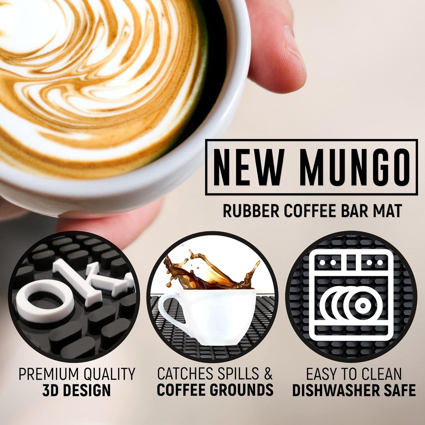 New Mungo Coffee Bar Mat – “Ok But First Coffee” – Spill-Proof PVC Coffee Station Mat, Non-Slip Countertop Protector 18"x12"