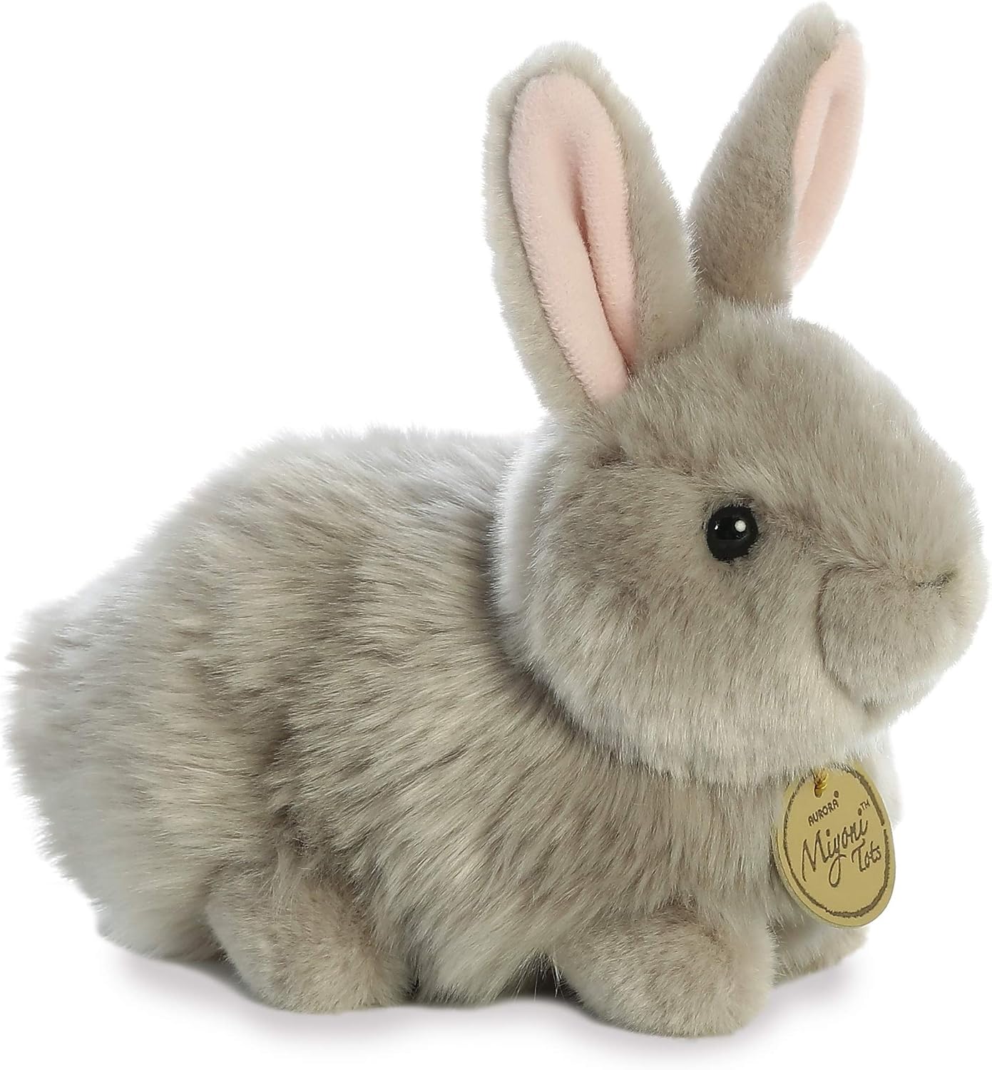 Aurora® Realistic Miyoni® Angora Bunny Grey Stuffed Animal - Lifelike Detail - Cherished Companionship - Gray 7.5 Inches