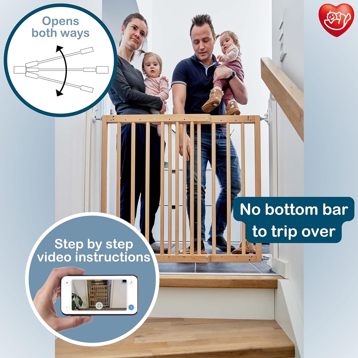 BabyDan MultiDan, 23.9"-40.", Extendable Stair Gate/Baby Gate/Safety Gate, Wood, Made in Denmark - (Pet Gate/Dog gate)