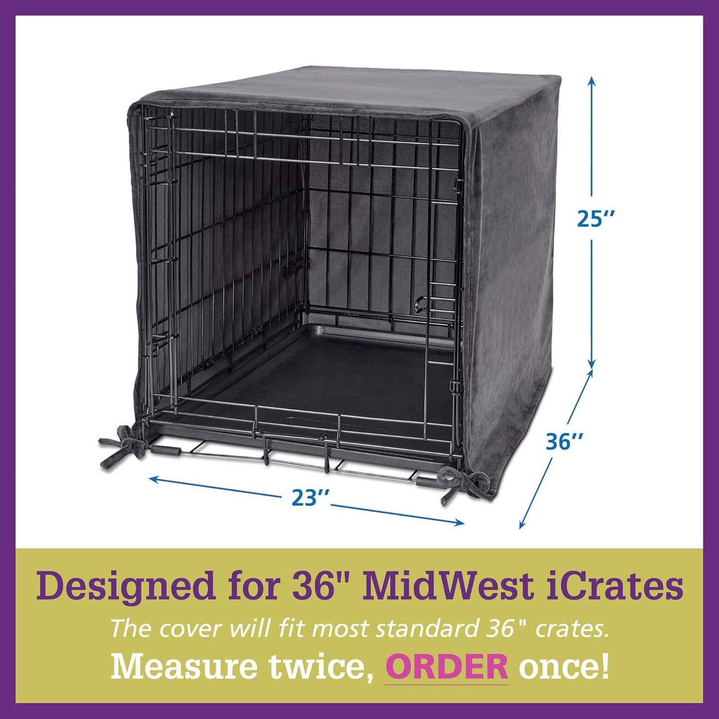 Pet Dreams Dog Crate Cover - Breathable Fabric Kennel Topper for Single-Door Crates, Fits iCrate Dog Cages 18, 24, 30, 36, 42, 48 Inches (Ivory, Large, 36")