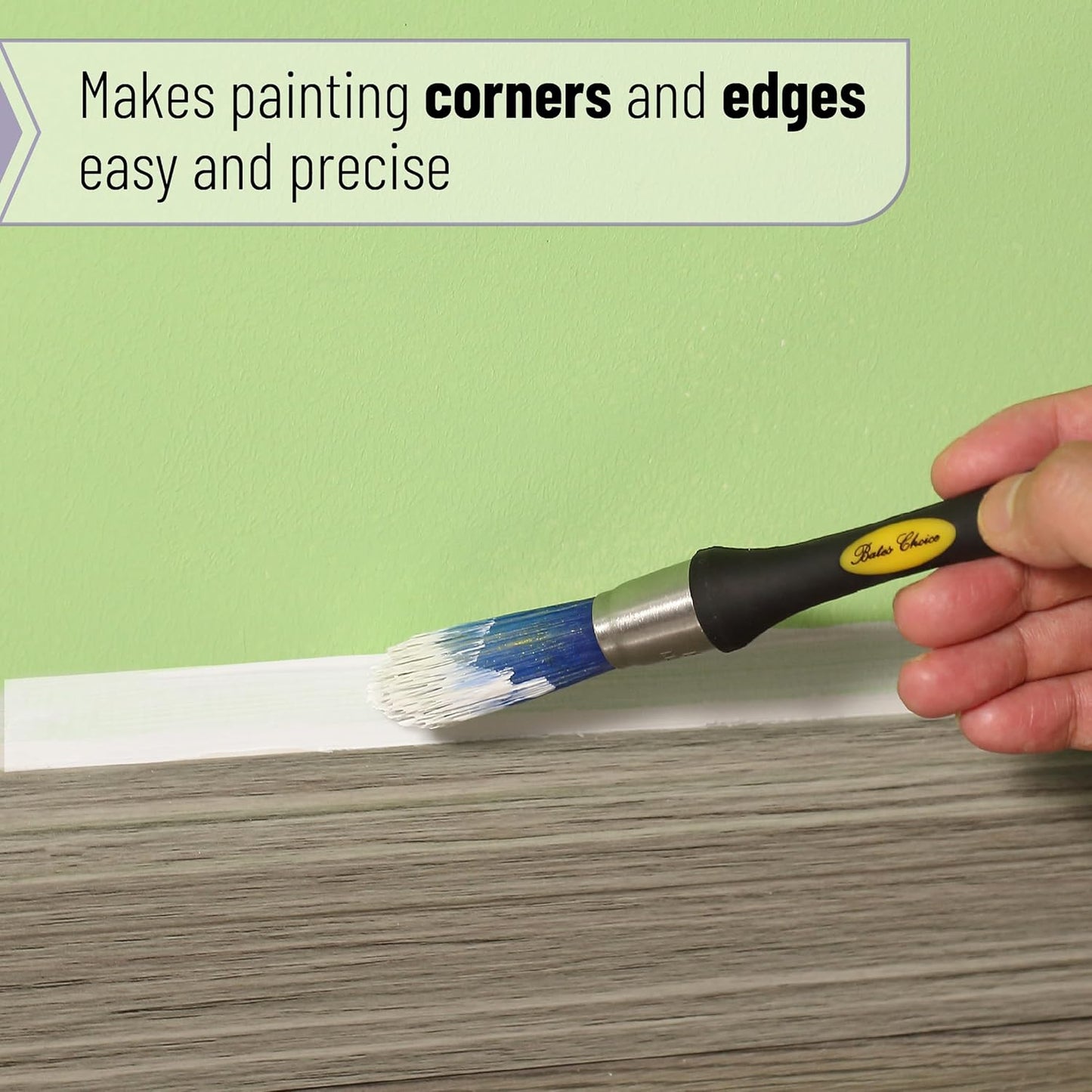 Bates- Trim Paint Brush, 3 pcs, 5/8”, 3/4” and 1”, Ergonomic Handles, Trim Brushes for Painting