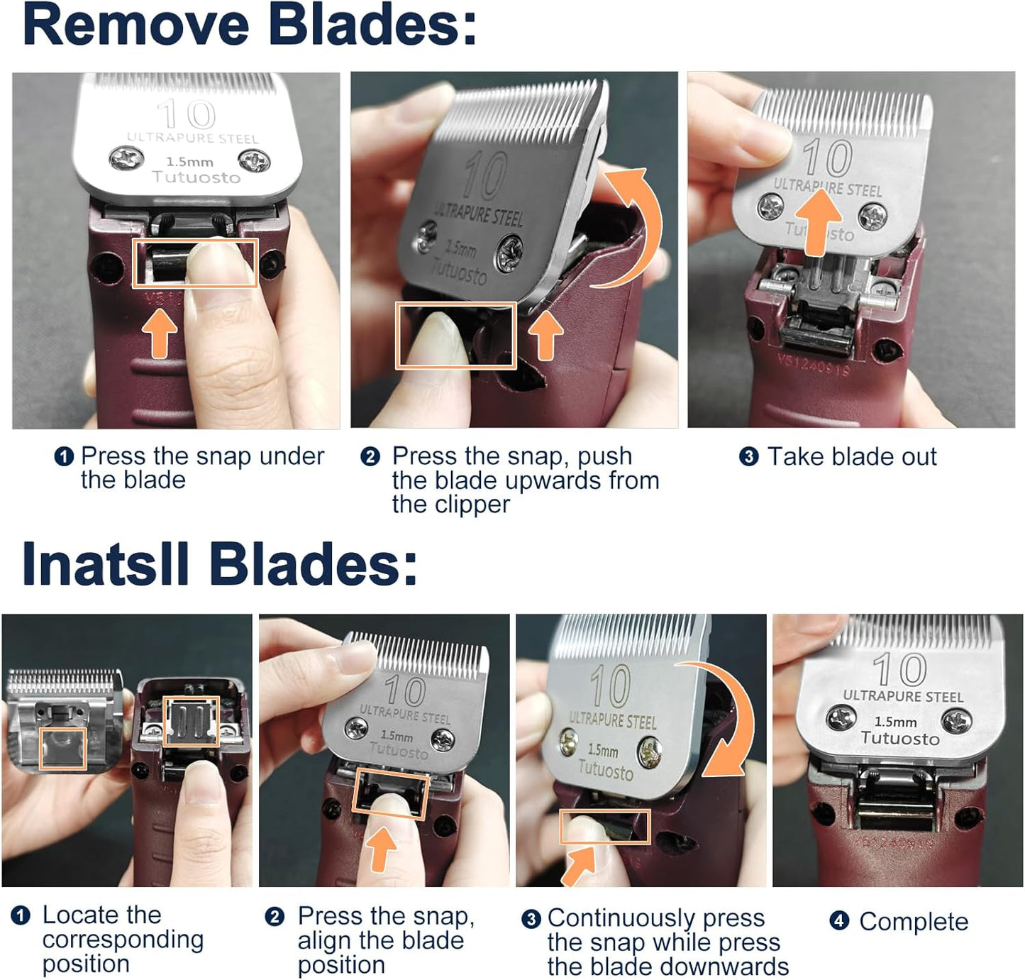 10# Clipper Blades Pet Grooming Clipper Replacement Blades Detachable Blade Compatible with andis/wahl/Oster Dog Clippers