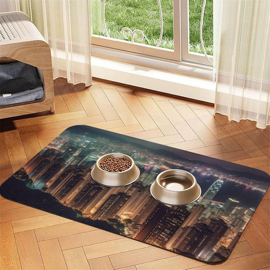 Hong Kong Pet Feeding Mat 40x60cm Absorbent Leather Dog Cat Food Mats Non-Slip Dog Bowl Mats for Food and Water, Quick Dry Pets Placemats for Cats and Dogs Water Bowl
