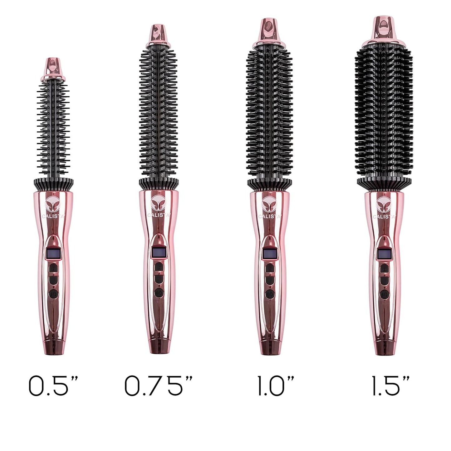 CALISTA Perfecter Pro Heated Round Brush | Lift, Volumize, and Style with No Heat Damage for Healthier-Looking Hair | 1.0" for Shoulder Length Styles | Dual Voltage & Adjustable Temp (1.0, Rose Gold)