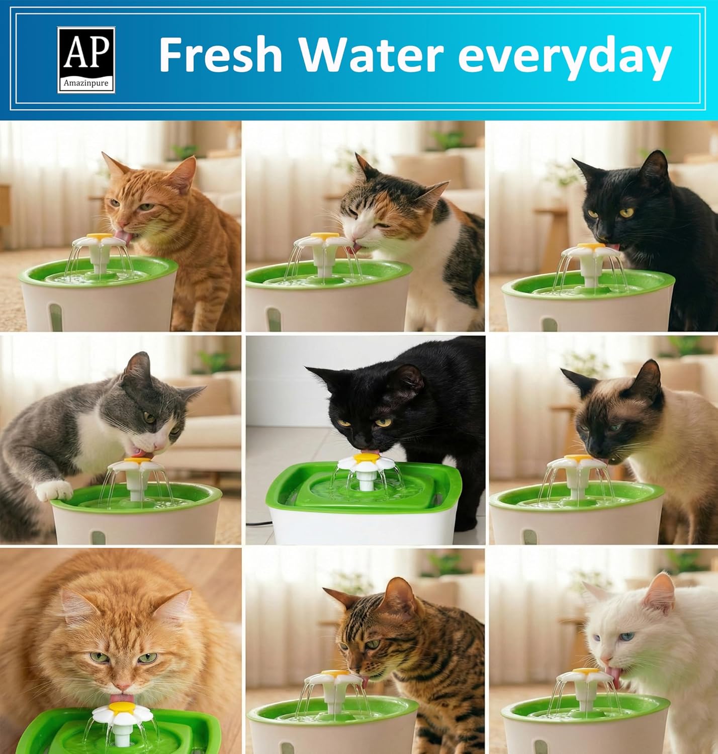 8X WF050 WF100 WF210 Cat Fountain Filter Replacement Arc-Shaped Triple Filtration Cat Water Filter Compatible NPET Automatic Pet Water Fountain