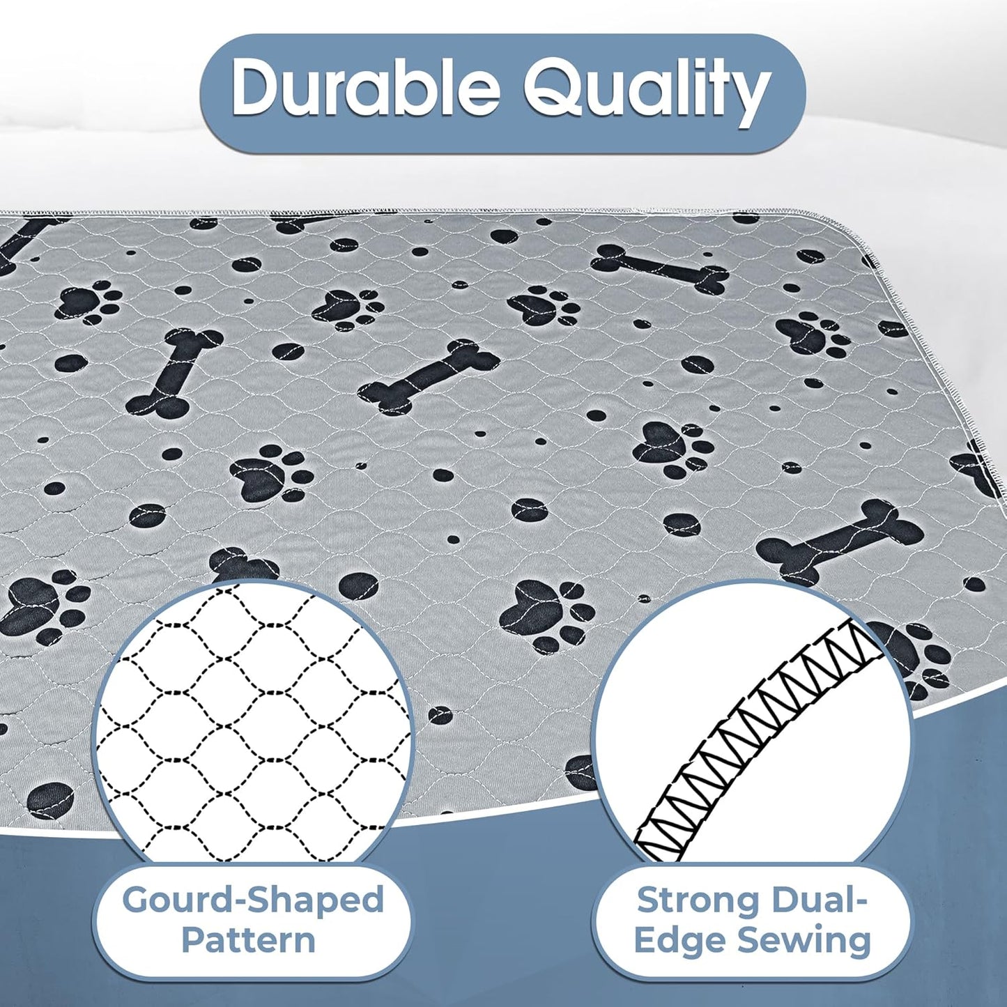 Washable Pee Pads for Dogs - 2 Pack Large 36"x41" Washable Puppy Pads, Waterproof Dog Pee Mats with High Absorbency & Anti-Slip Bottom for Pet Training
