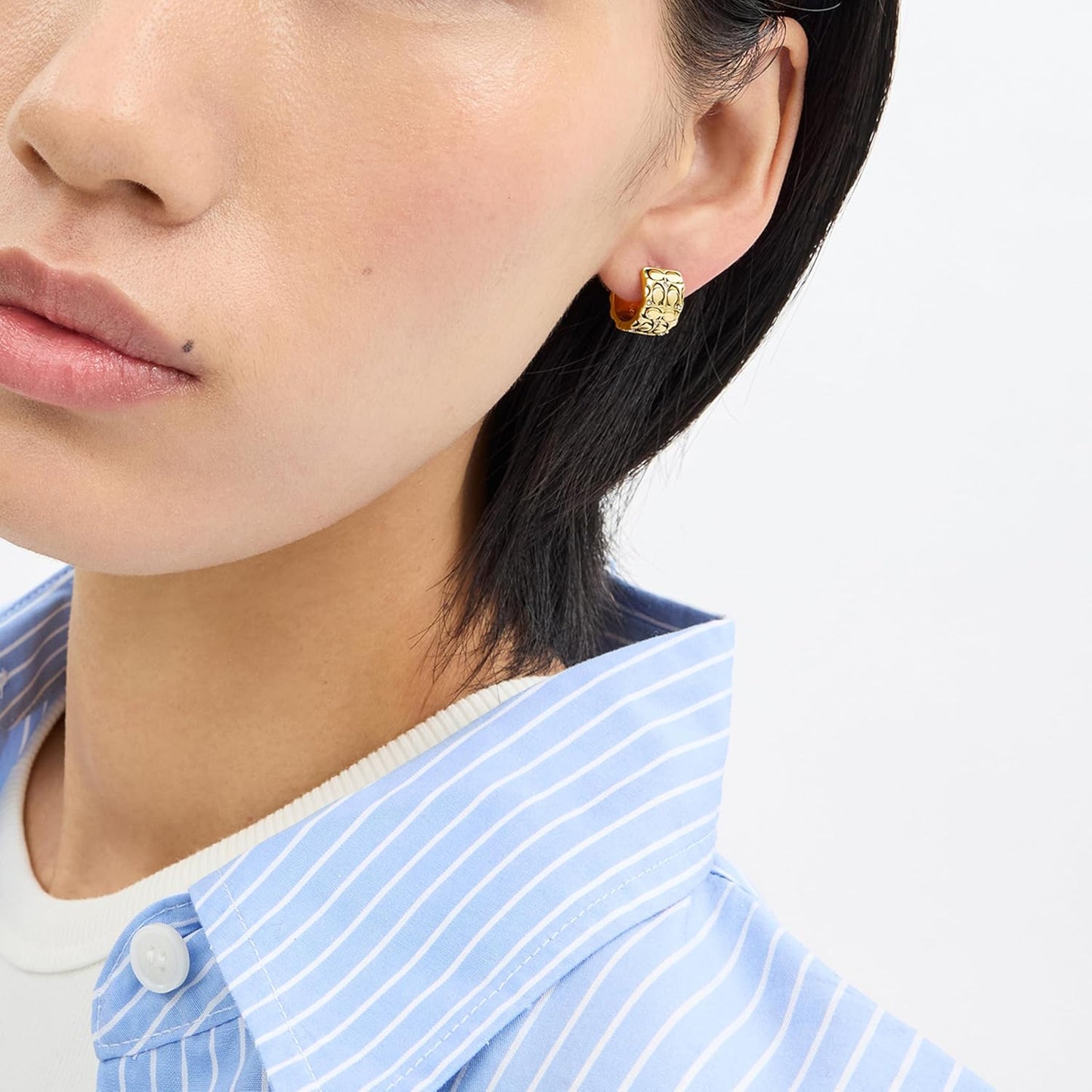 COACH Quilted C Huggie Earrings