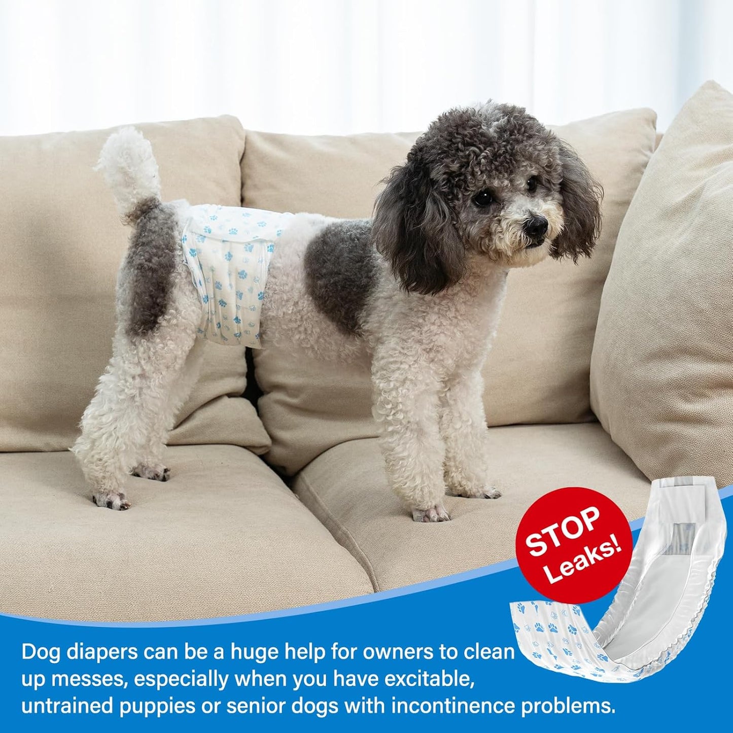 Pet Soft Disposable Male Dog Wraps - Dog Diapers for Male Dogs, Puppy Diapers 72pcs XSmall