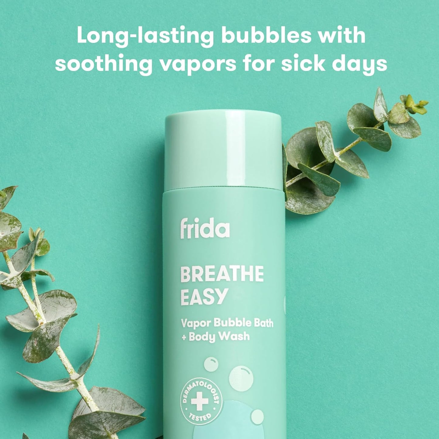 Frida Baby Eucalyptus Vapor Baby & Kids Bubble Bath + Body Wash, Toddler & Baby Body Wash, Dermatologically Tested, Tear-Free, Hypoallergenic, Safe for Skin, Super Sudsy, 10oz