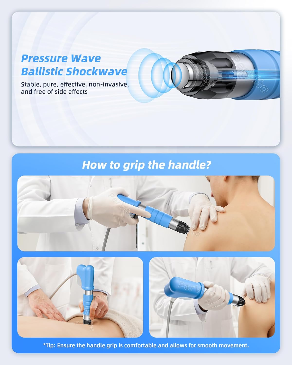 Extracorporeal Shock Wave Therapy ESWT Machine for Joint and Muscle Pain Relief, Muscle and Bone Tissue Regeneration, Painless, Non-Invasive, No Side Effects, PSP20