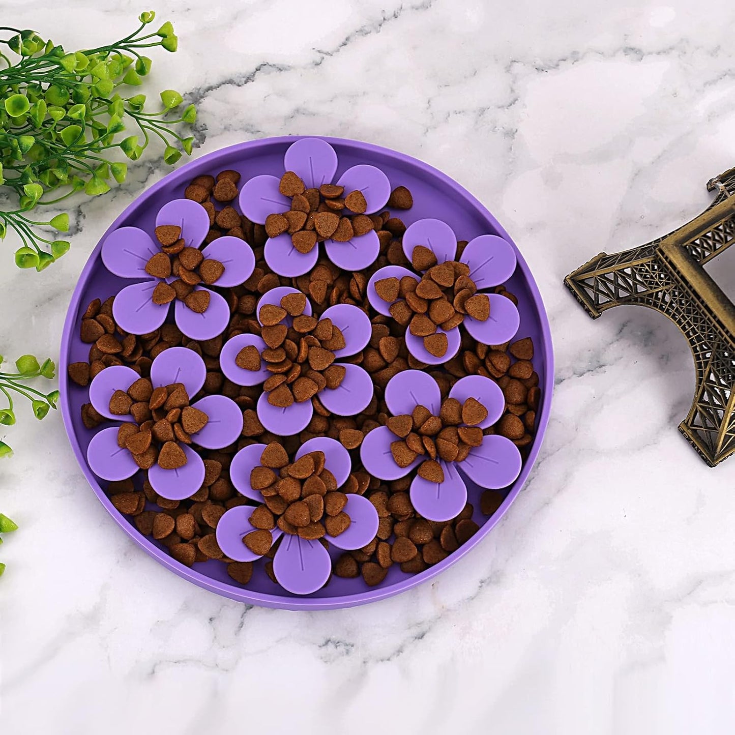 Slow Feeder,Cat Help Slow Down Eating Speed Cut Flower Silicone Rubber Cute Slow Feeder for Puppy/Cat/Dog