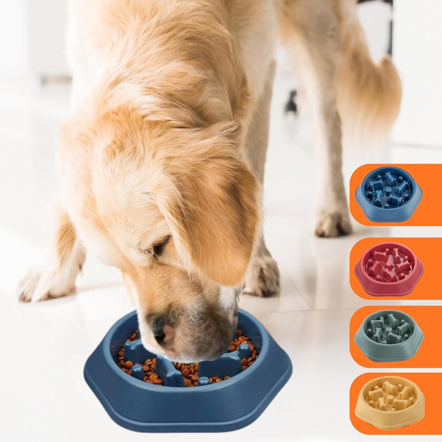 2 PCS Slow Feeder Dog Food Bowl – Bowl Designed to Slow Eating, Promotes Healthy Digestion and Prevents Bloat, Ideal for Cats and Dogs (SkyBlue-Yellow)