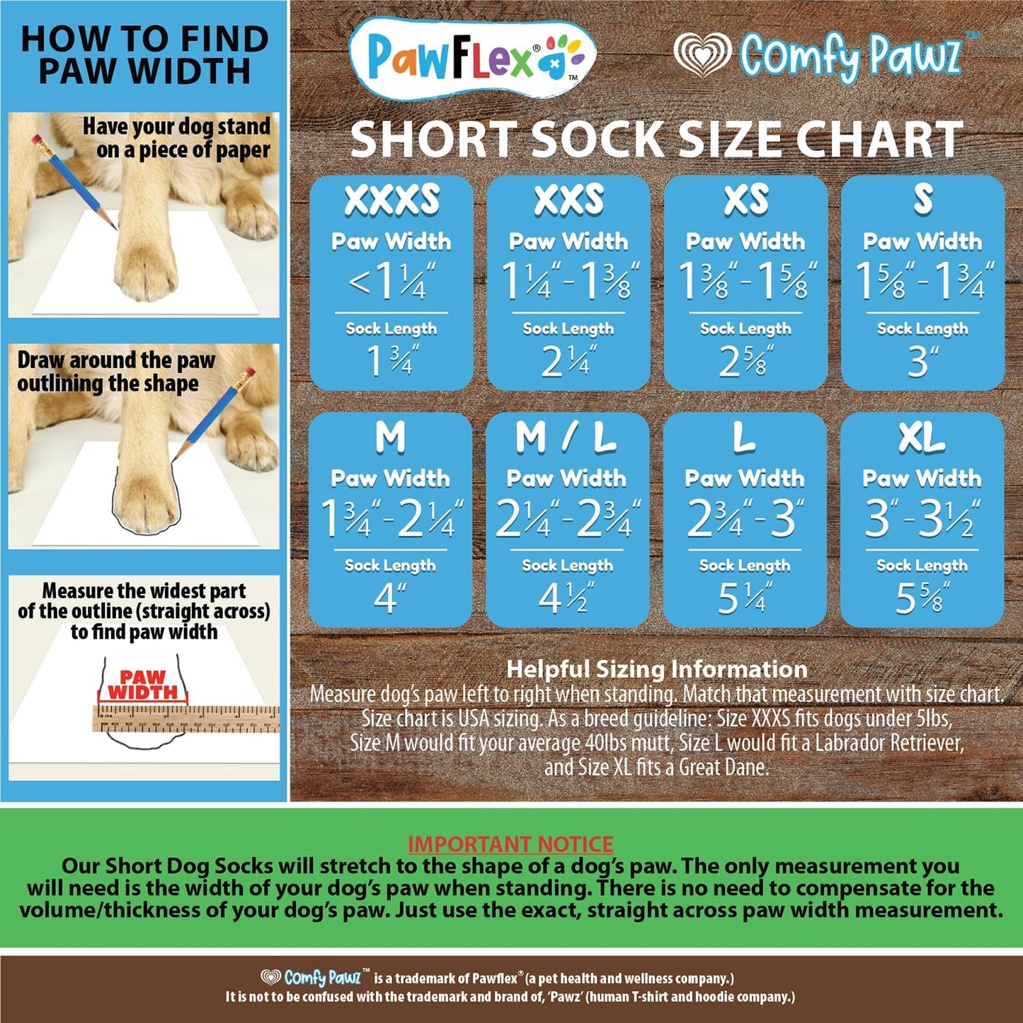 Medical Therapeutic Double Sided Non-Slip Cotton Dog Socks | PawFlex Comfy Pawz Silicone Grip on Inner Cuff No Twisting or Sliding Off | Senior & Disabled Dog Traction Control |Pet Paw Protection