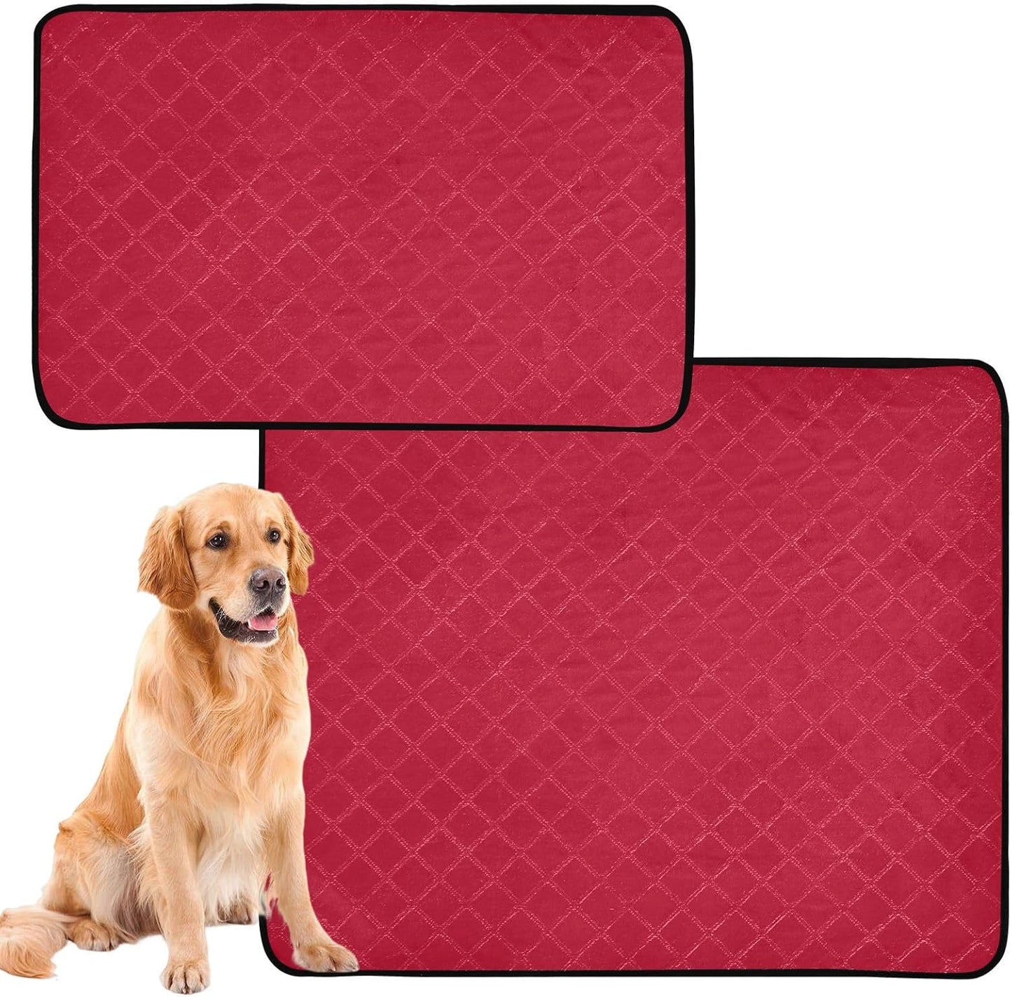 Red Solid Color Washable Pee Pads for Dogs Cats, Reusable Puppy Pads Absorbent Non-Slip Waterproof Pet Training Pads for Potty Training, Playpen, Crate