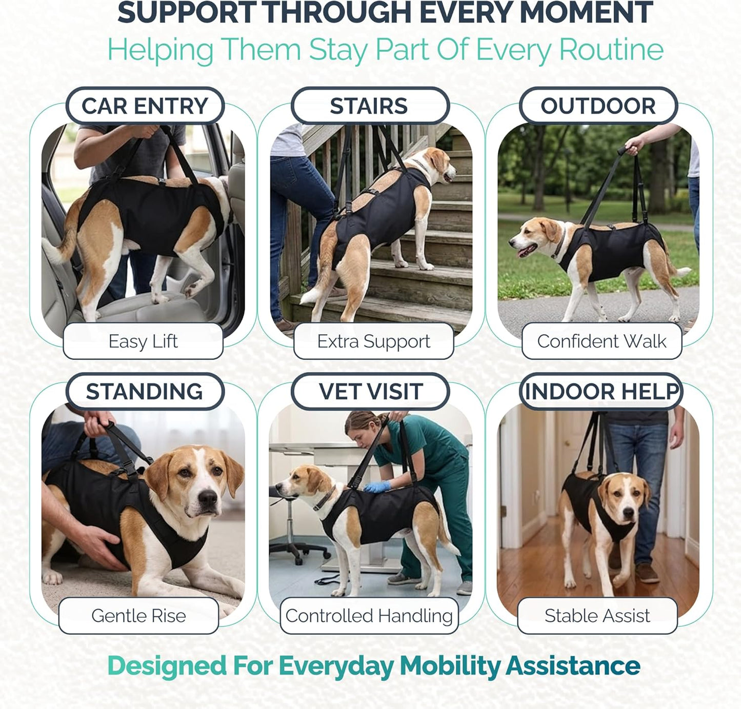 Large Dog Sling Carrier – Dog Sling for Large Dogs Hind Leg Support – 51-83 Lb. Doggie Lift XL Full Body Design with Breathable Mesh and Adjustable Straps for Safe Mobility Assistance