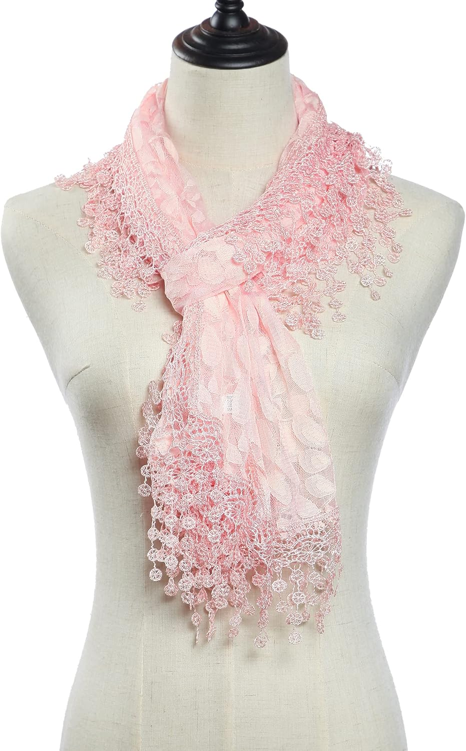Cindy and Wendy Lightweight Soft Leaf Lace Fringes Scarf Bridal Veils shawl for Women