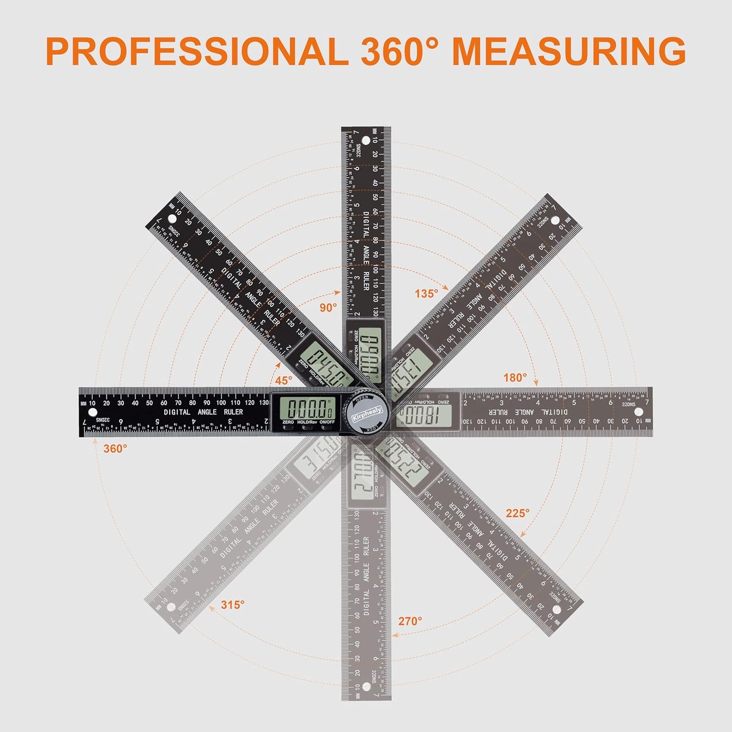 Digital Angle Finder Protractor, 7inch 200mm Angle Gauge Professional Measuring Tool, Third Generation Adjustable Angle Ruler, Quick Display for Carpentry Construction and Home Improvement