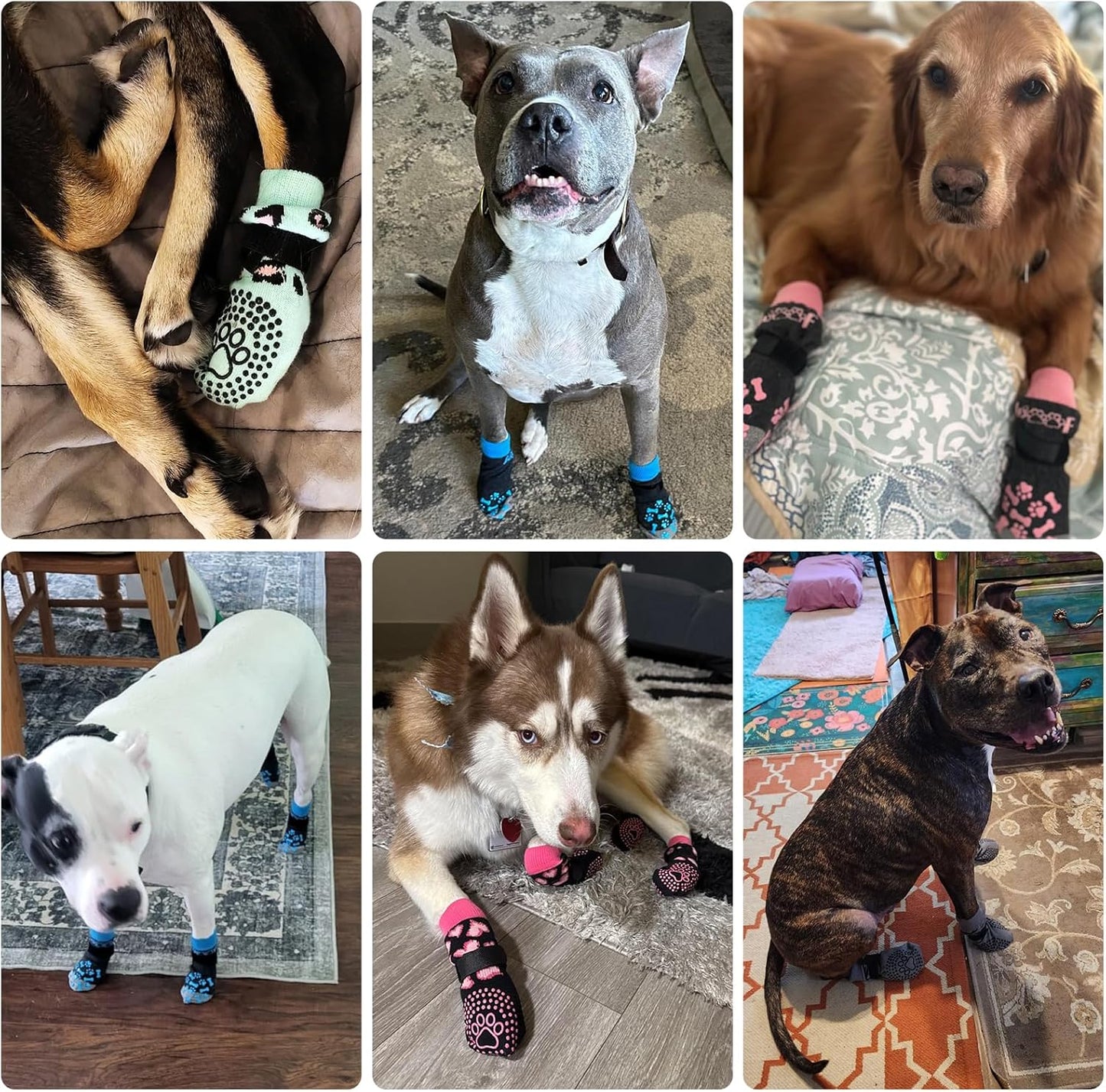 KOOLTAIL Dog Socks Shoes for Hot Pavement to Prevent Licking Paws, Winter Dog Boots&Paw Protector for Hardwood Floors Anti Slip,Traction Control Grip Booties for Small Medium Large Senior Dogs,Black M