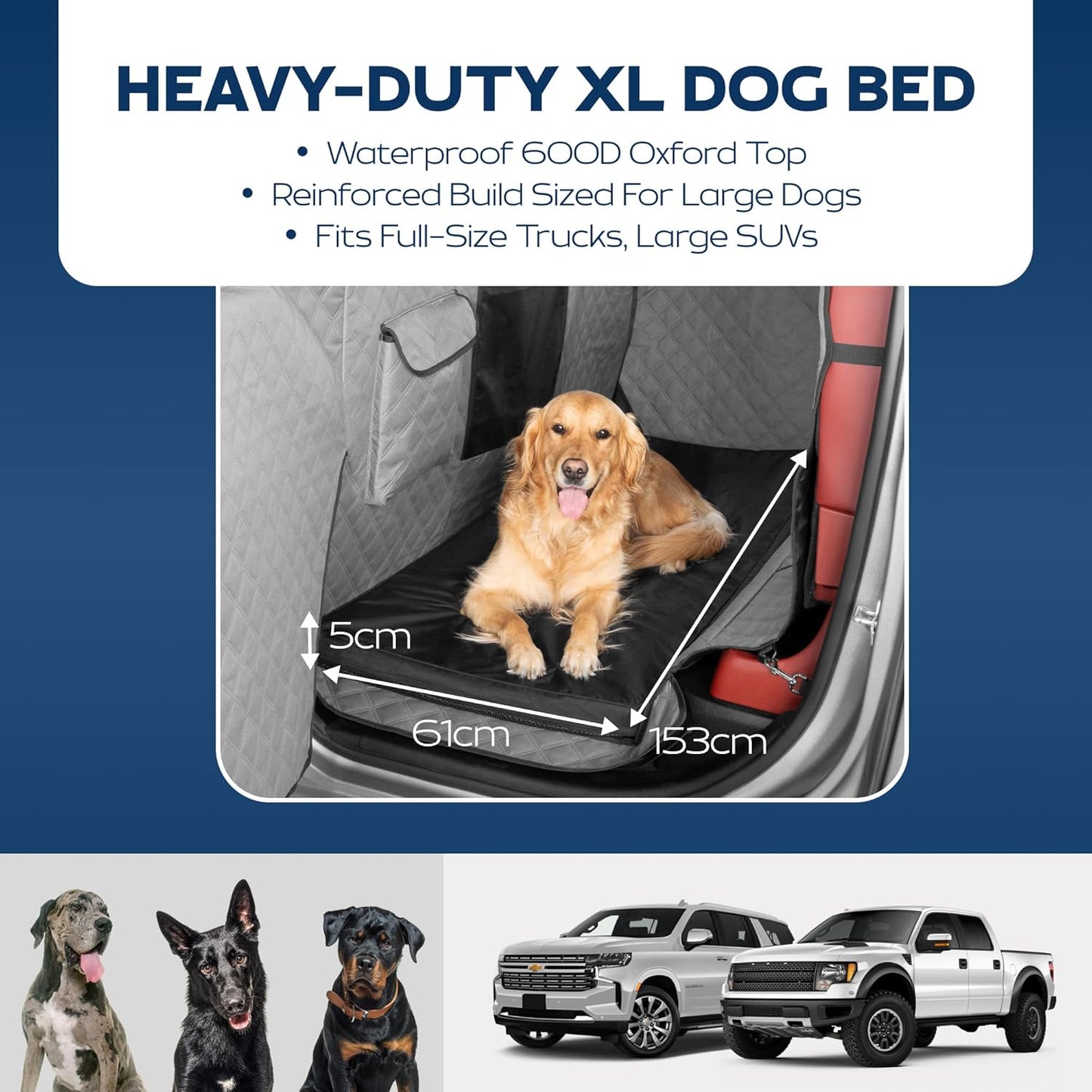Ruff Liners XL Back Seat Dog Bed Cushion, Black – As Seen on Shark Tank – for XL Seat Extenders/Floor Covers – Waterproof, Machine-Washable – Backseat Dog Bed with Rebound Foam