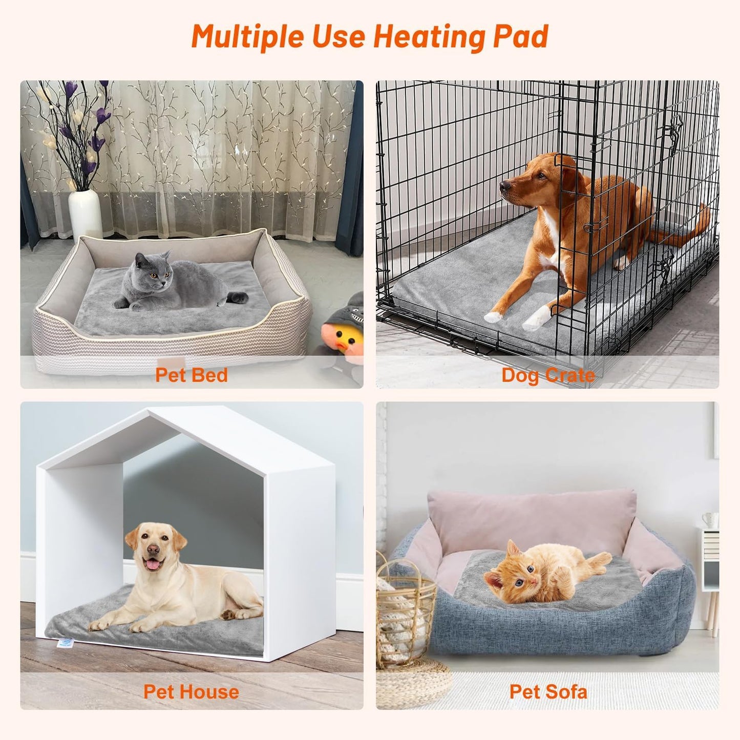 Pet Heating Pad for Cats Dogs, Electric Heated Dog Bed Indoor with Timer, 9 Level Temperature Heated Pet Bed with Chew Resistant Cord, Auto Power-Off Dog Cat Heating Pad