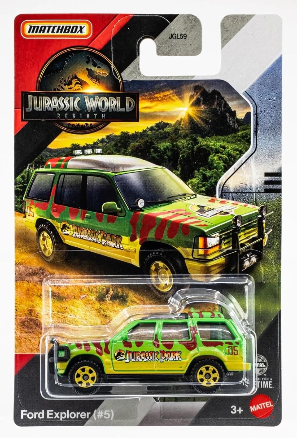 Jurassic World Matchbox Die-Cast Vehicle Set, '19 Jeep Gladiator, '14 Mercedes G350, Jeep Wrangler, Ford Explorer, 4 Pack, Ages 3+ JGL59-956A