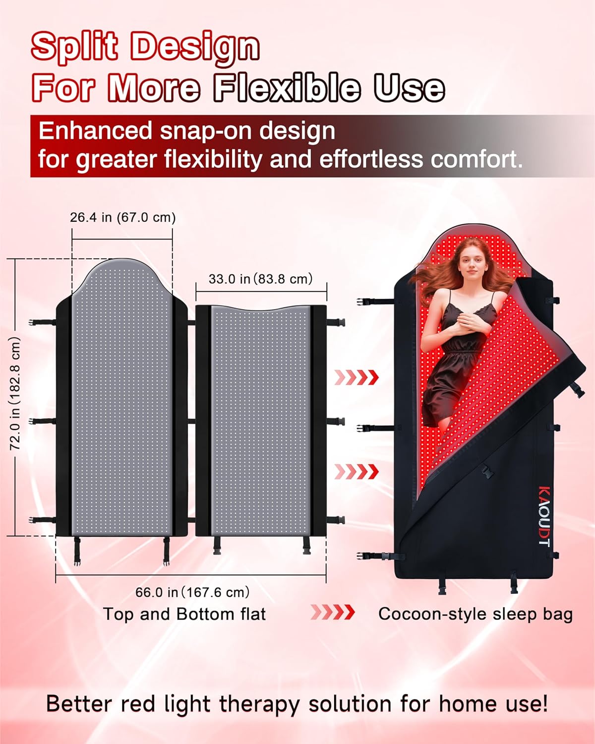 2026 Medical-Grade TPU Red Light Therapy Mat for Full Body Pain Relief, FSA&HSA Eligible 72"x33" Dual Wavelength Infrared Red Light Blanket with 2600 LEDs for Home Use (Black)