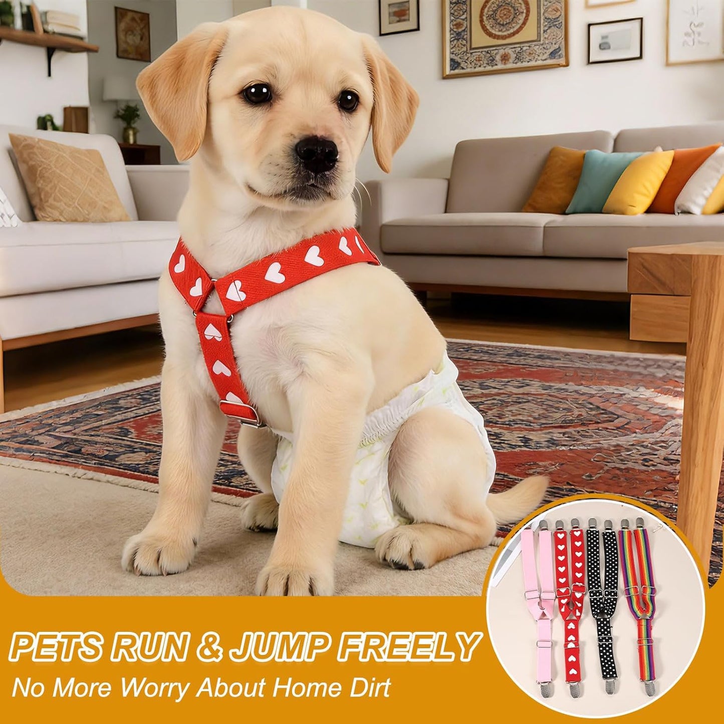 Dog Suspenders, Pet Diapers Keeper, Diapers Suspender for Dog, Elastic Strap Clips, (Pink, S, 2 Pcs), Intended for Small Medium Large Pet Doggy Skirt Dresses